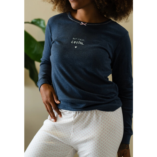 By Louise Dames winter pyjama set lang interlock blauw BL-483-02 large