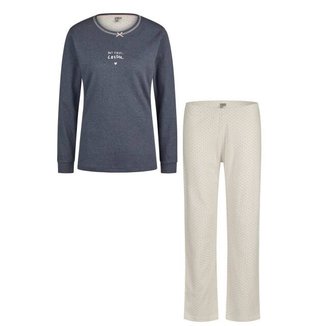 By Louise Dames winter pyjama set lang interlock blauw BL-483-02 large
