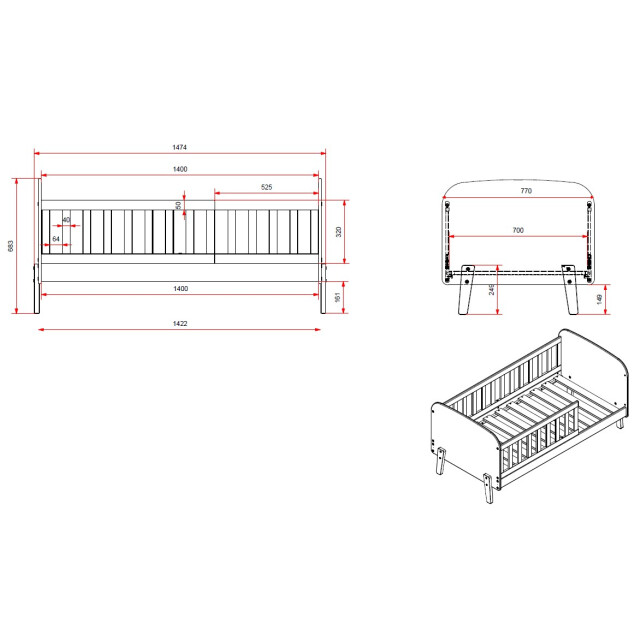 Lucevi kiddy peuter bed hout - 148.2x77x68cm 3011425 large