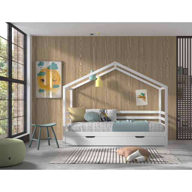 Lucevi huisbed 90x200cm en rolbed hout - 210x96x170cm 3011465 large