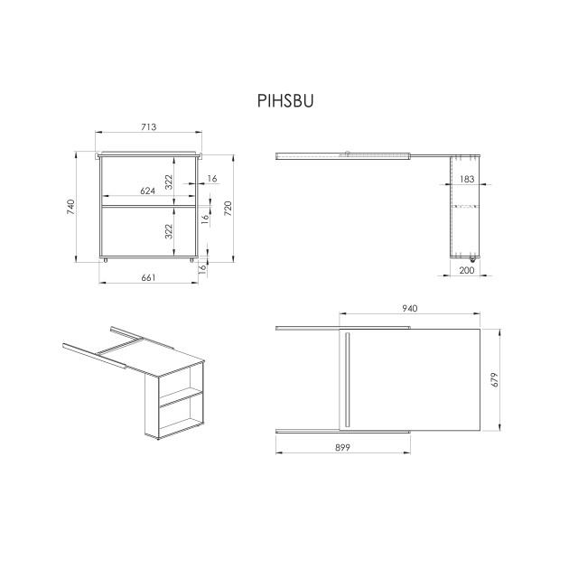Lucevi pino bureau bijpassend bij pino halfhoogslaper 94x68x72 cm 3011993 large