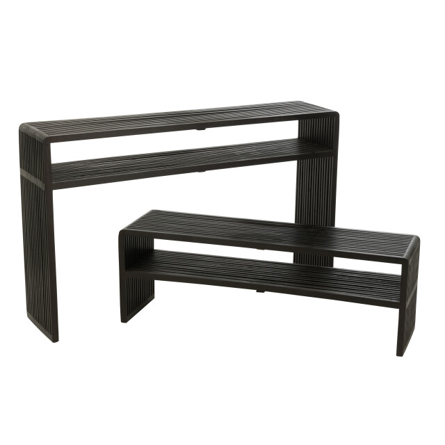 J-Line set van 2 console met schap gerecycleerd teak 130x30x80cm 3001935 large