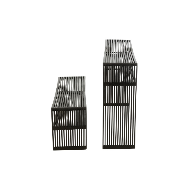 J-Line set van 2 console met schap gerecycleerd teak 130x30x80cm 3001935 large