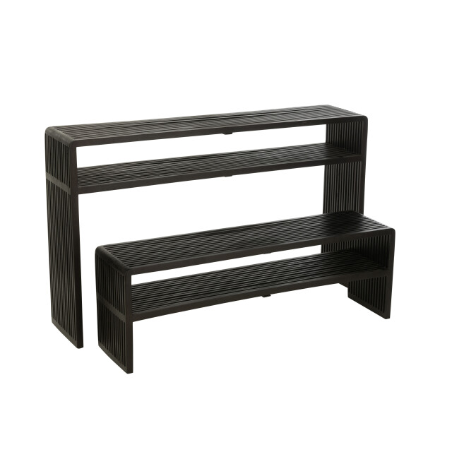 J-Line set van 2 console met schap gerecycleerd teak 130x30x80cm 3001935 large