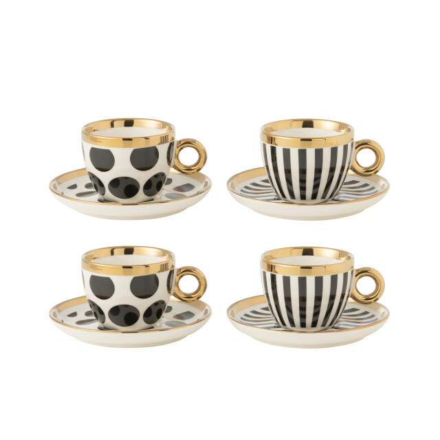J-Line doos van 4 kop+schaal keramiek mix 13.6x13.6x1.8cm 3010143 large