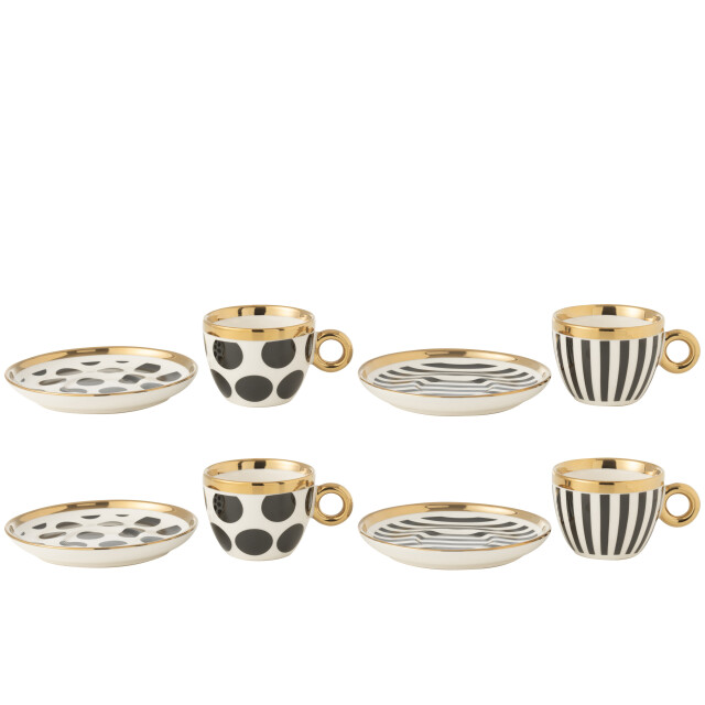 J-Line doos van 4 kop+schaal keramiek mix 13.6x13.6x1.8cm 3010143 large