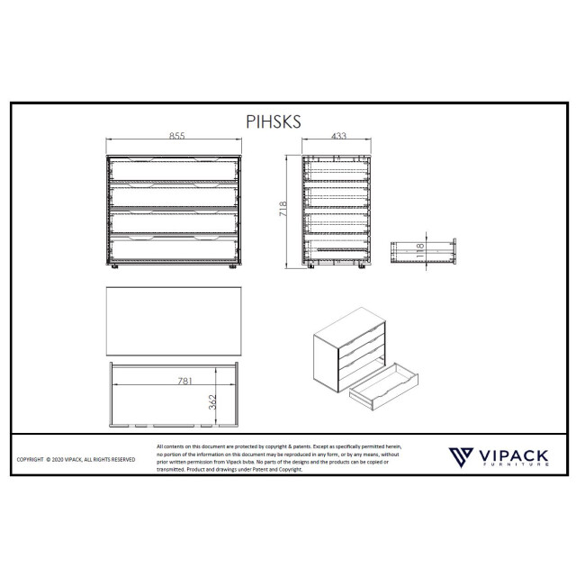 Lucevi pino ladekast 4 laden hout - 85.5x43.3 x71.8 cm 3011355 large