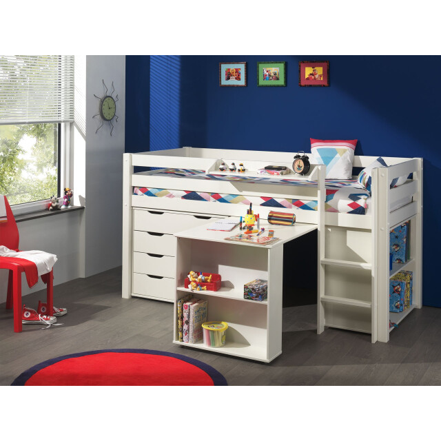 Lucevi pino halfhoogslaper h115cm met ladder 90 x 200 cm pino bureau voor 3012321 large