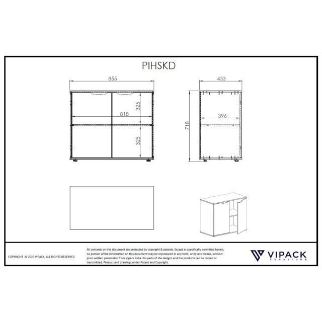Lucevi pino wandkast 2 deuren hout - 85.5x43.3 x71.8 cm 3011354 large