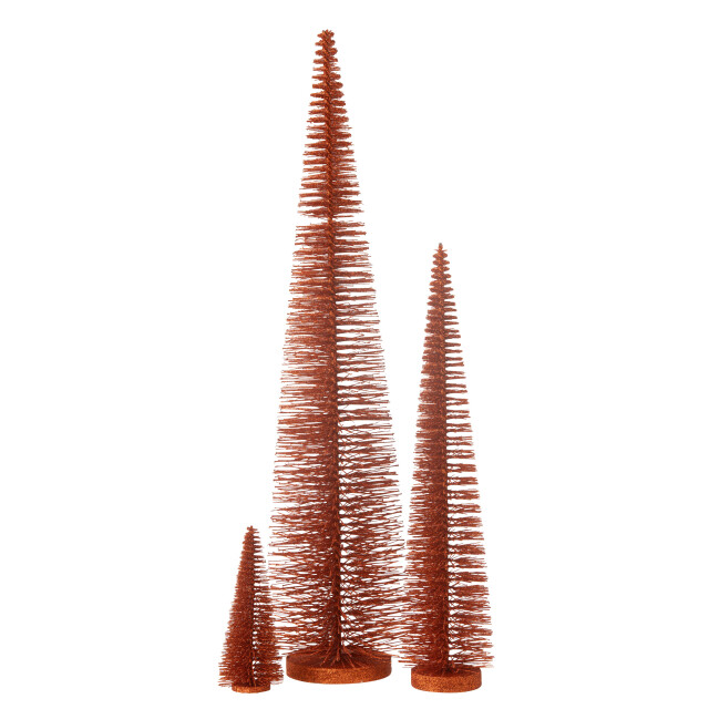 J-Line kerstboom decoratief glitter plastiek koper large 15x15x61cm 3009844 large