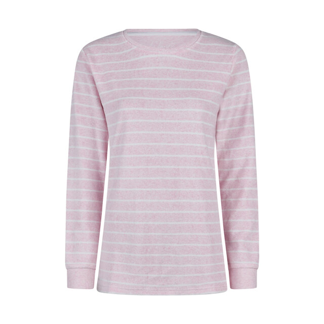 By Louise Dames winter pyjama set lang badstof gestreept roze BL-490-02 large