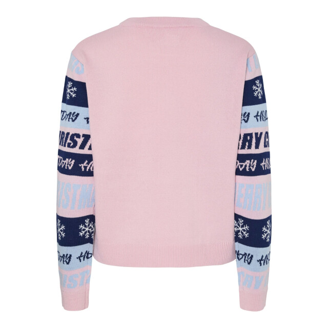 Pieces Dames gebreide kerst trui pcholli xmas roze/blauw 17156434 large