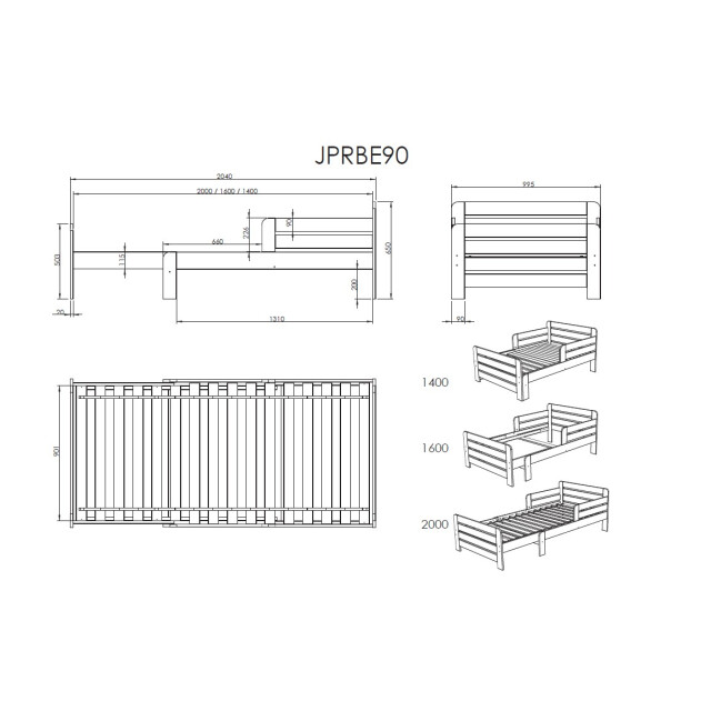 Lucevi jumper doorgroeibed jumper lade matras jumper 140 cm + 60 cm 3012258 large