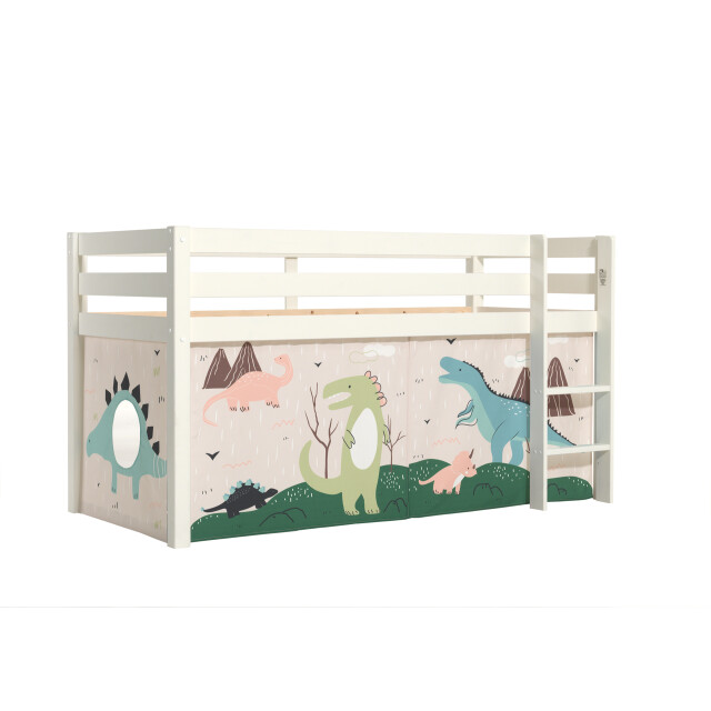 Lucevi pino halfhoogslaper h115cm met ladder 90 x 200 cm dino speelgordijn 3012096 large