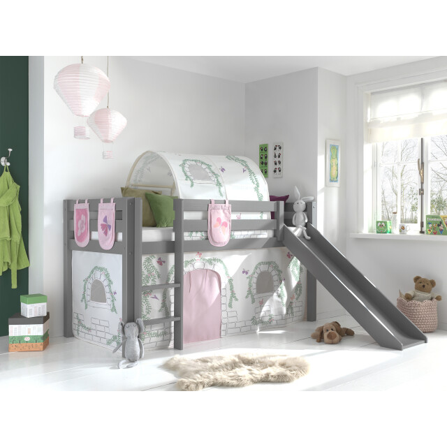 Lucevi pino halfhoogslaper h115cm met glijbaan 90 x 200 cm birdy 3011937 large