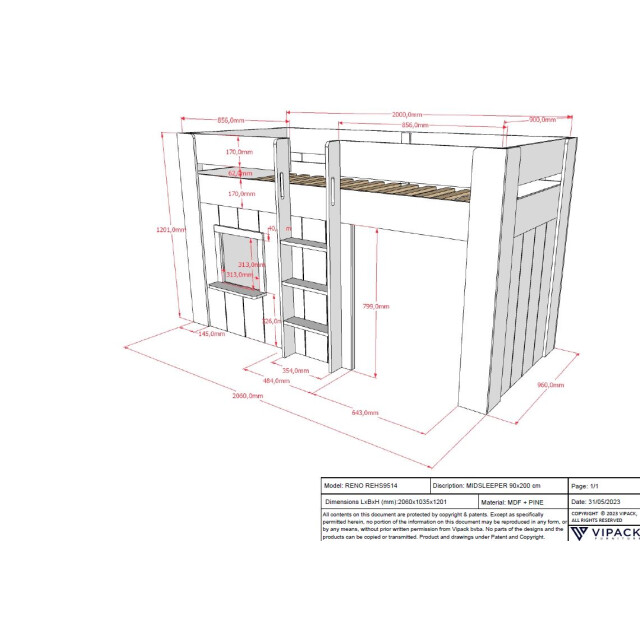 Lucevi reno halfhoogslaper 90x200cm - 3012575 large