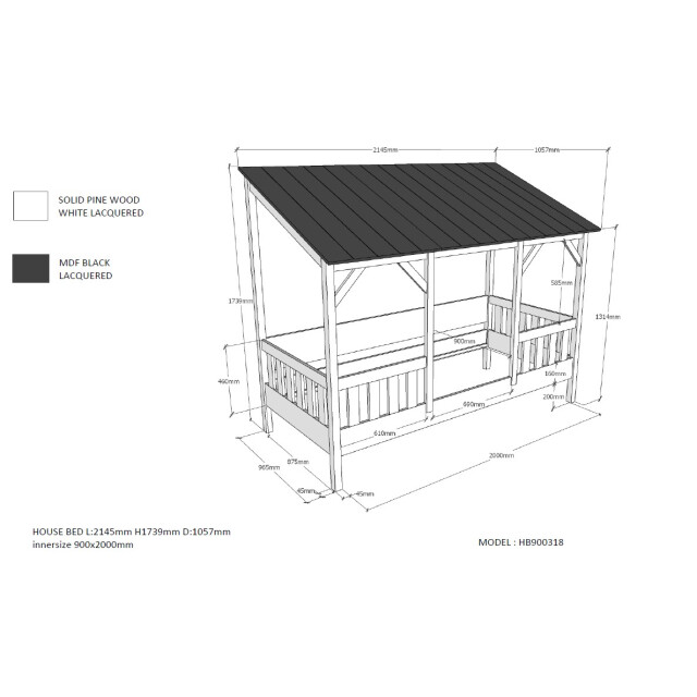 Lucevi housebed 03 huisbed incl. zwart dak 90x200cm - 3012238 large