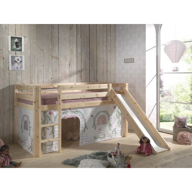 Lucevi pino halfhoogslaper + ladder + glijbaan + birdy gordijntjes - 3012339 large