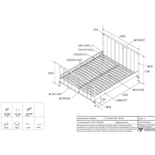 Lucevi bronxx bed 160x200cm - 3012572 large