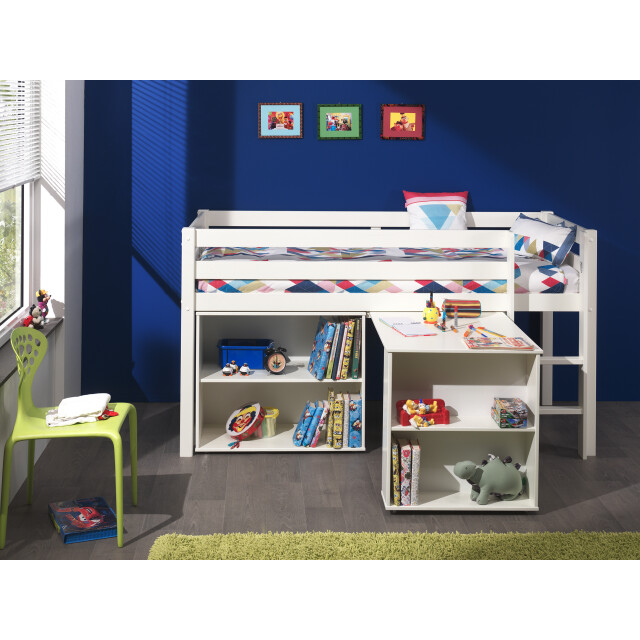 Lucevi pino halfhoogslaper h115cm met ladder 90 x 200 cm pino bureau voor 3012318 large