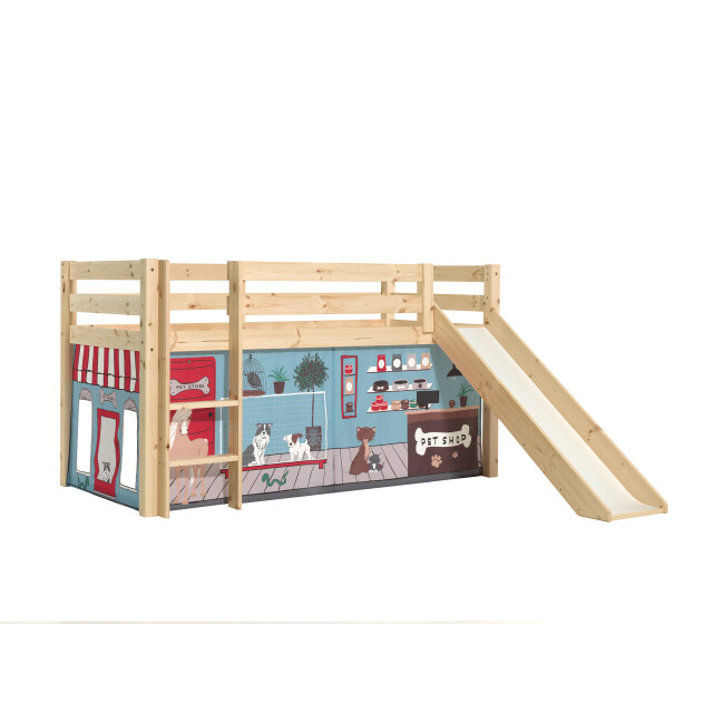 Lucevi pino halfhoogslaper h115cm + ladder + glijbaan + pet shop gordijntjes - 3012021 large