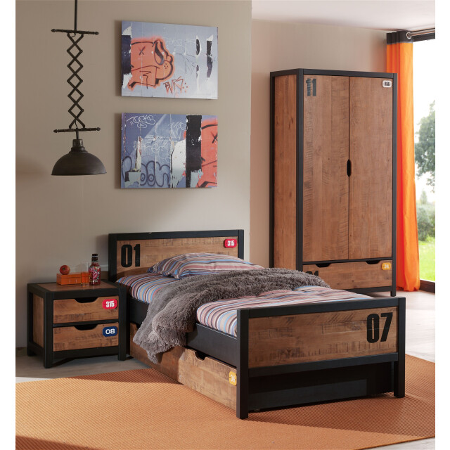 Lucevi alex bed + lattenbodem + rolbed + nachtkastje + 2 deurs kleerkast - 3012461 large