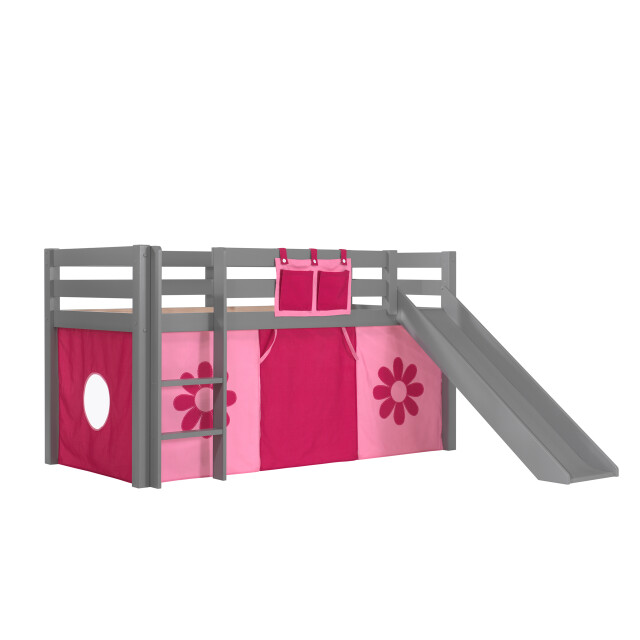 Lucevi pino halfhoogslaper h115cm met glijbaan 90 x 200 cm pink flower 3011939 large