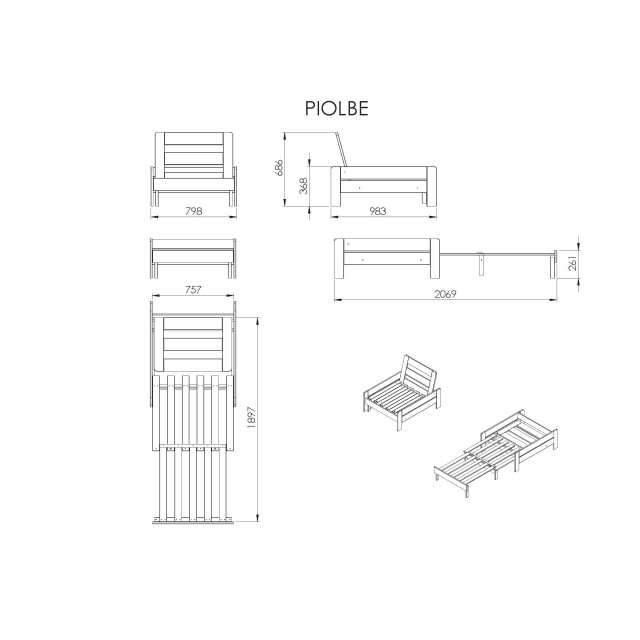 Lucevi pino mezzanine bed met zetelbed 90 x 200 cm 3012000 large