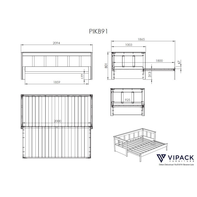 Lucevi pino 91 uitschuif-kajuitbed 90x200cm - 3012202 large