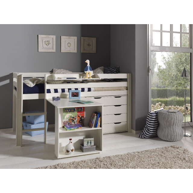 Lucevi pino halfhoogslaper h115cm met ladder 90 x 200 cm pino bureau voor 3012322 large