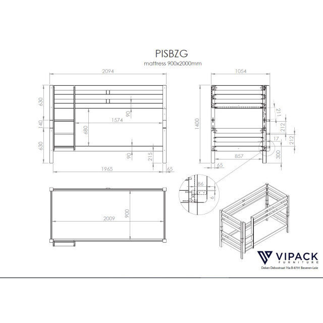 Lucevi pino stapelbed h140cm 90 x 200 cm pino rolbed 3012285 large