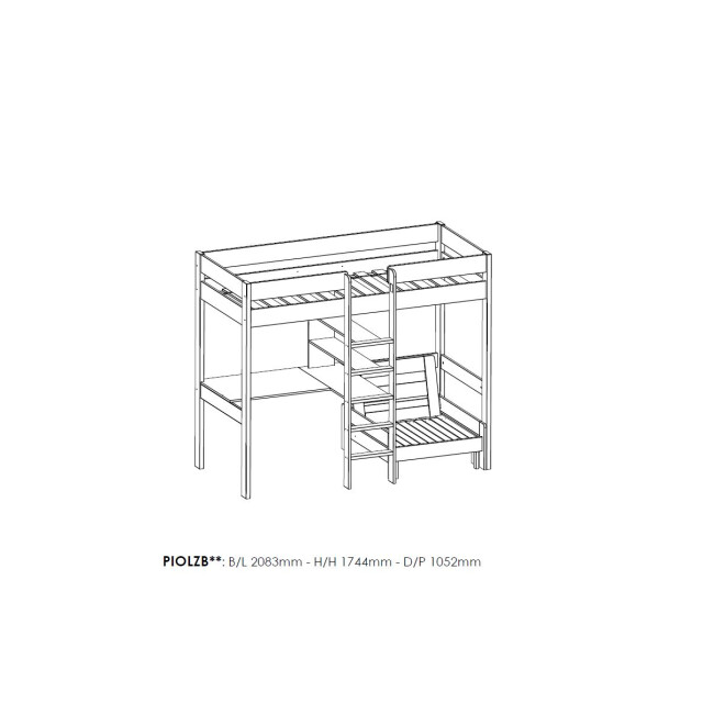 Lucevi pino hoogslaper + bureau + fauteuil 90x200 cm - 3012002 large