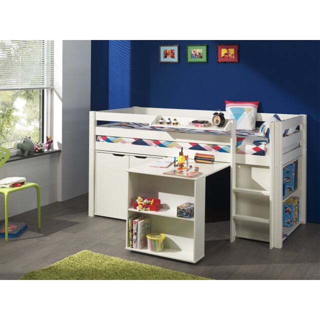 Lucevi pino halfhoogslaper h115cm met ladder 90 x 200 cm pino bureau voor 3012319 large