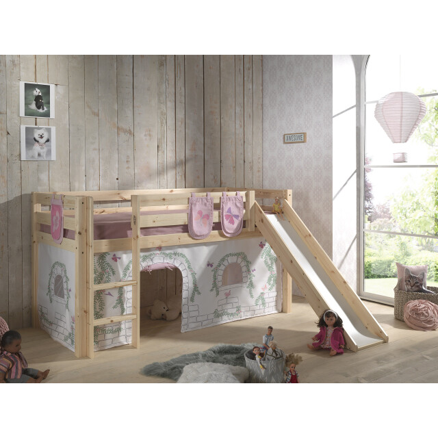 Lucevi pino halfhoogslaper + ladder + glijbaan + birdy gordijntjes + 3 zakjes 3012341 large