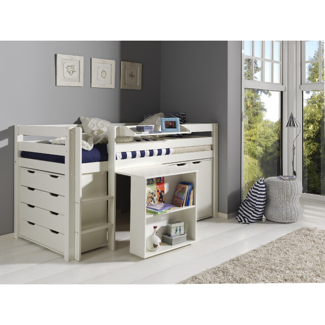 Lucevi pino halfhoogslaper h115cm met ladder 90 x 200 cm pino bureau voor 3012323 large