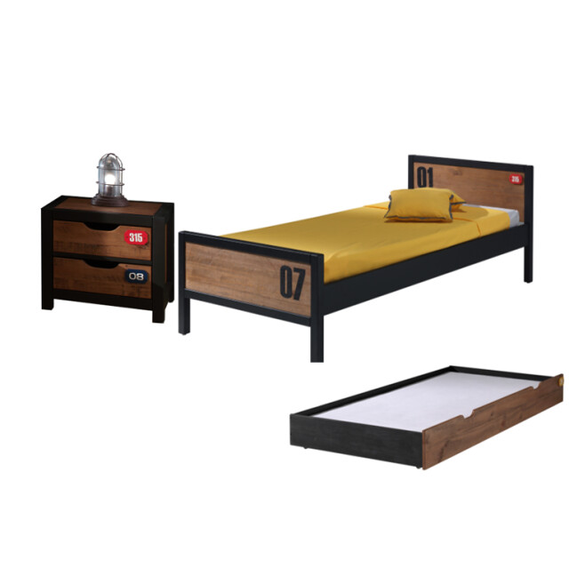 Lucevi alex bed + lattenbodem + rolbed + nachtkastje - 90x200 cm 3012460 large