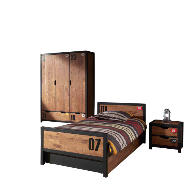 Lucevi alex bed + lattenbodem + rolbed + nachtkastje + 3 deurs kleerkast - 3012462 large