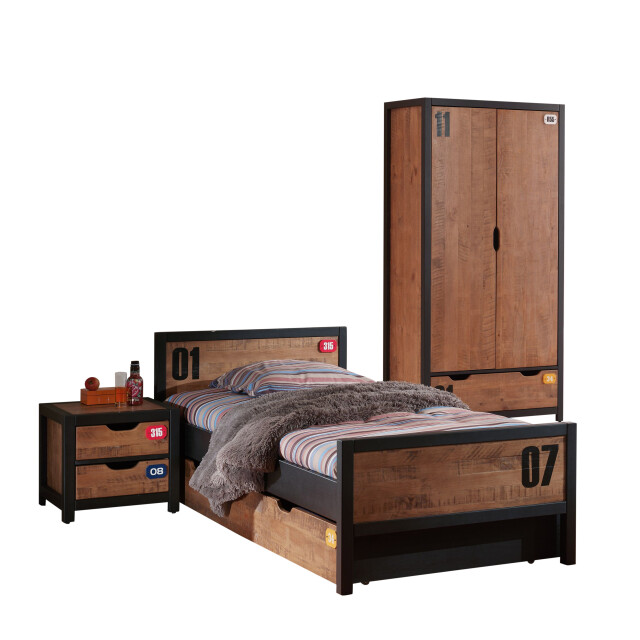 Lucevi alex bed + nachtkastje + rolbed + 2 deurs kleerkast - 90x200 cm 3012448 large