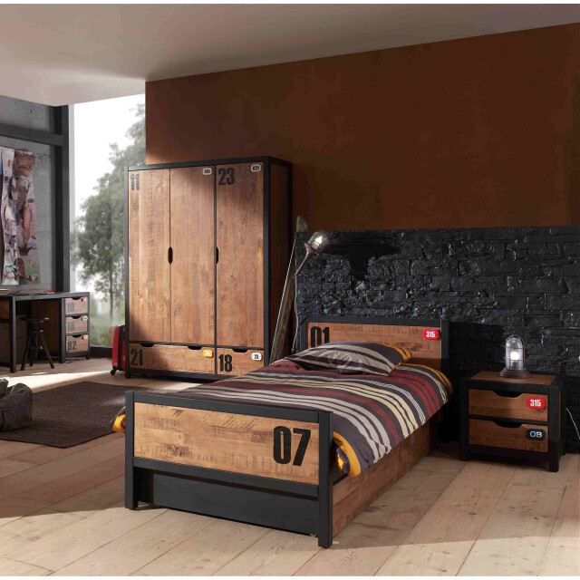 Lucevi alex bed + nachtkastje + rolbed + bureau + 3 deurs kleerkast - 3012451 large