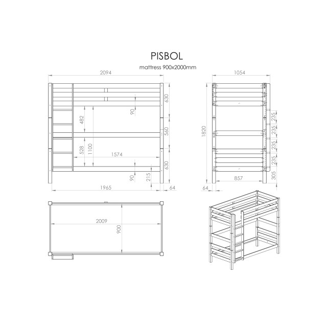 Lucevi pino stapelbed 90x200cm - 3012290 large