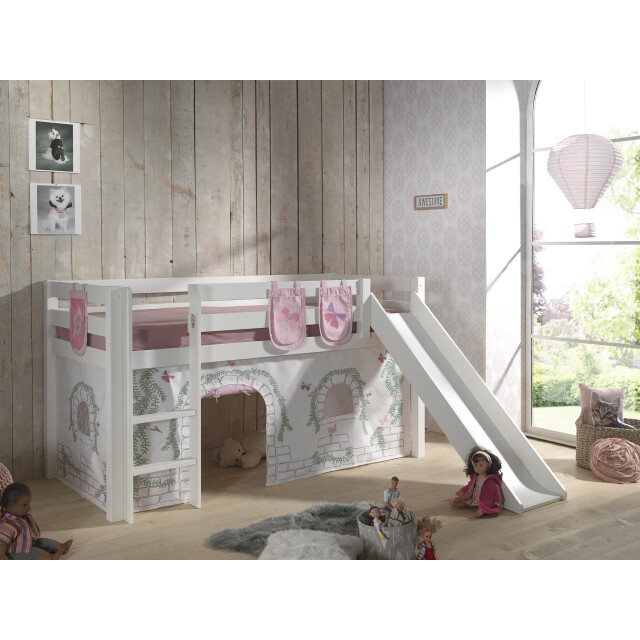 Lucevi pino halfhoogslaper h115cm met glijbaan 90 x 200 cm birdy 3012365 large