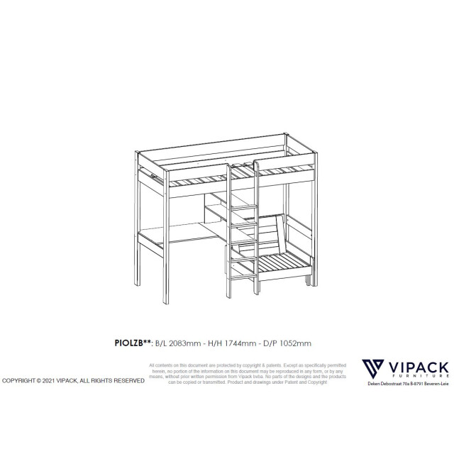 Lucevi pino hoogslaper + bureau + fauteuil 90x200 cm - 3012307 large