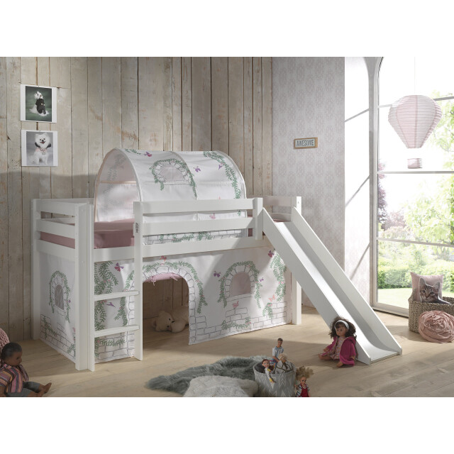 Lucevi pino halfhoogslaper h115cm met glijbaan 90 x 200 cm birdy 3012364 large