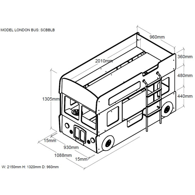 Lucevi carbeds london bus stapelbed 90 x 200 cm carbeds london bus 2 3012443 large