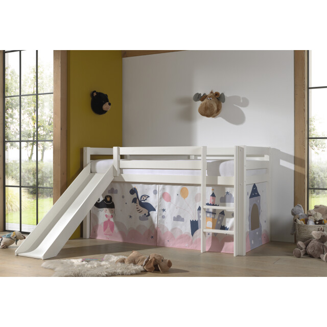 Lucevi pino halfhoogslaper h115cm met glijbaan 90 x 200 cm princess sophie 3012026 large