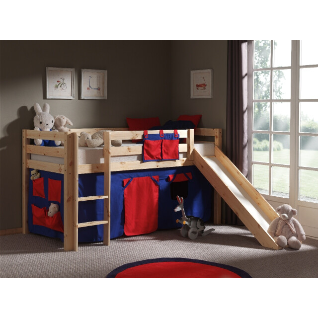 Lucevi pino halfhoogslaper + ladder + glijbaan + domino gordijntjes - 3012346 large
