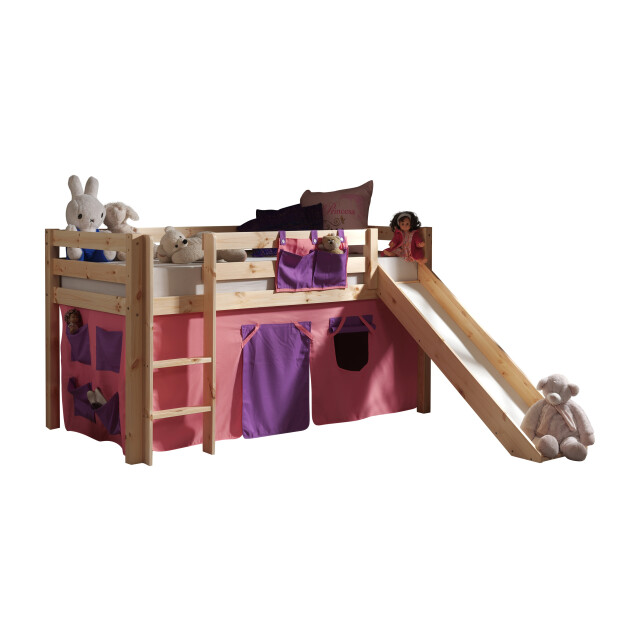 Lucevi pino halfhoogslaper + ladder + glijbaan + bella gordijntjes - 3012345 large