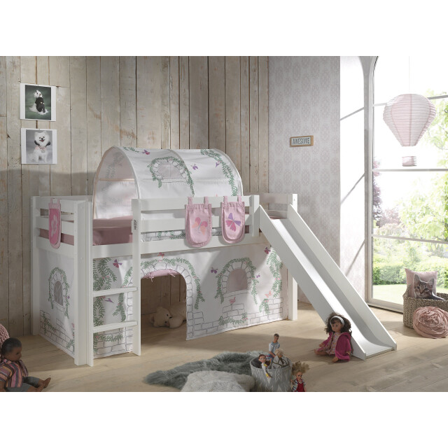 Lucevi pino halfhoogslaper h115cm met glijbaan 90 x 200 cm birdy 3012367 large