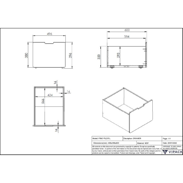 Lucevi pino set van 3 lades voor halfhoogslaper - 3012168 large
