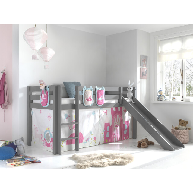 Lucevi pino halfhoogslaper h115cm met glijbaan 90 x 200 cm princess 3011928 large